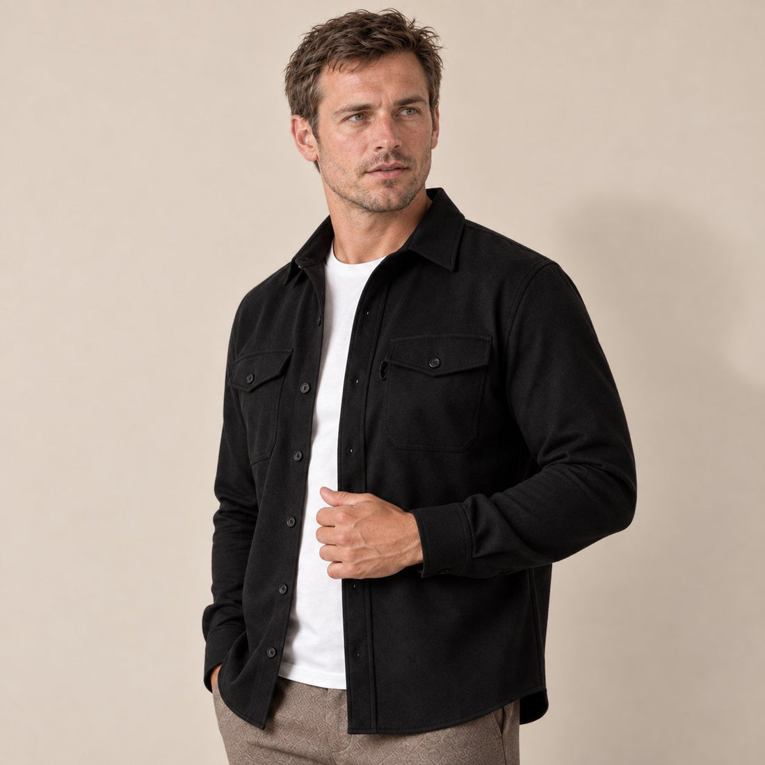 Men's Brushed Slim-Fit Overshirt