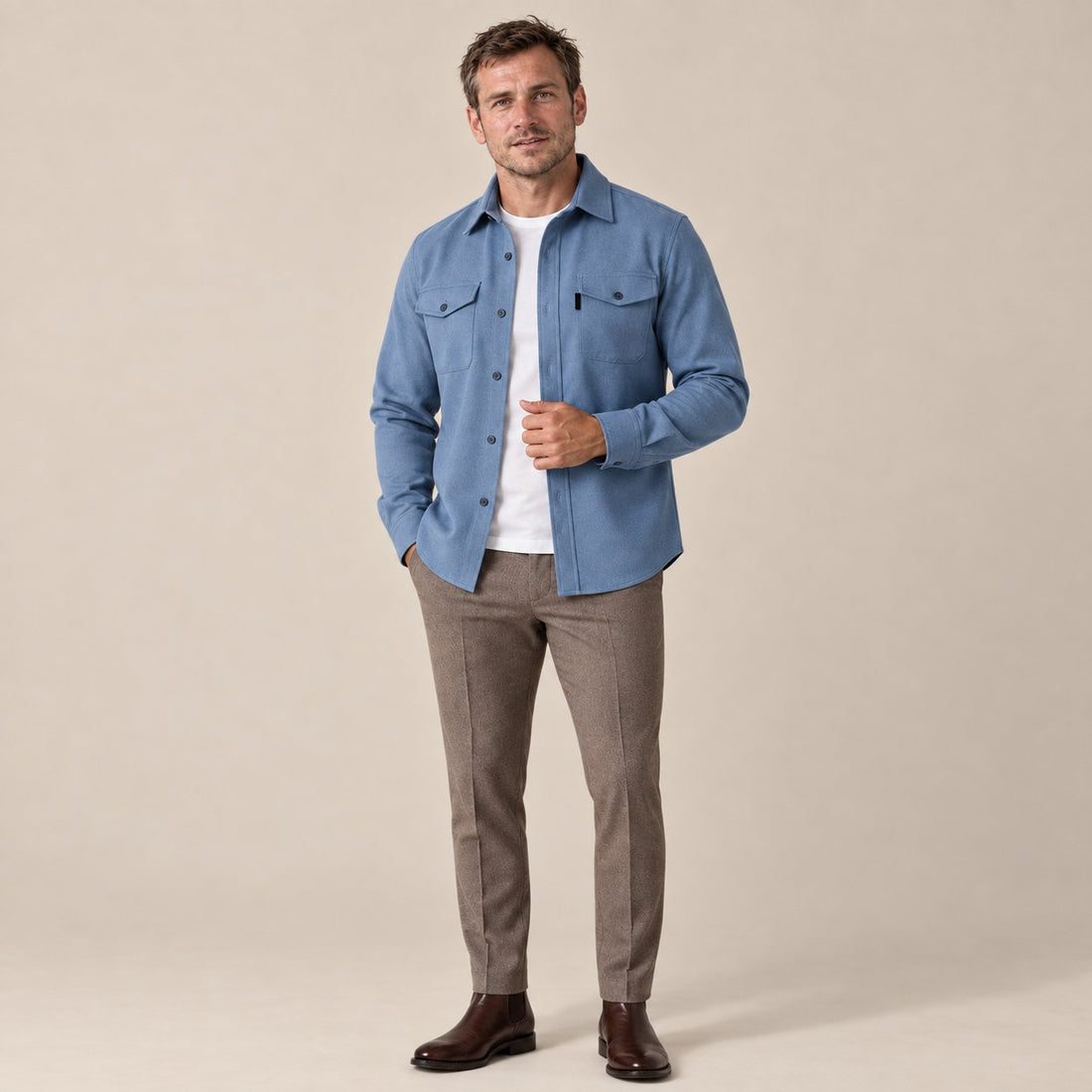 Men's Brushed Slim-Fit Overshirt