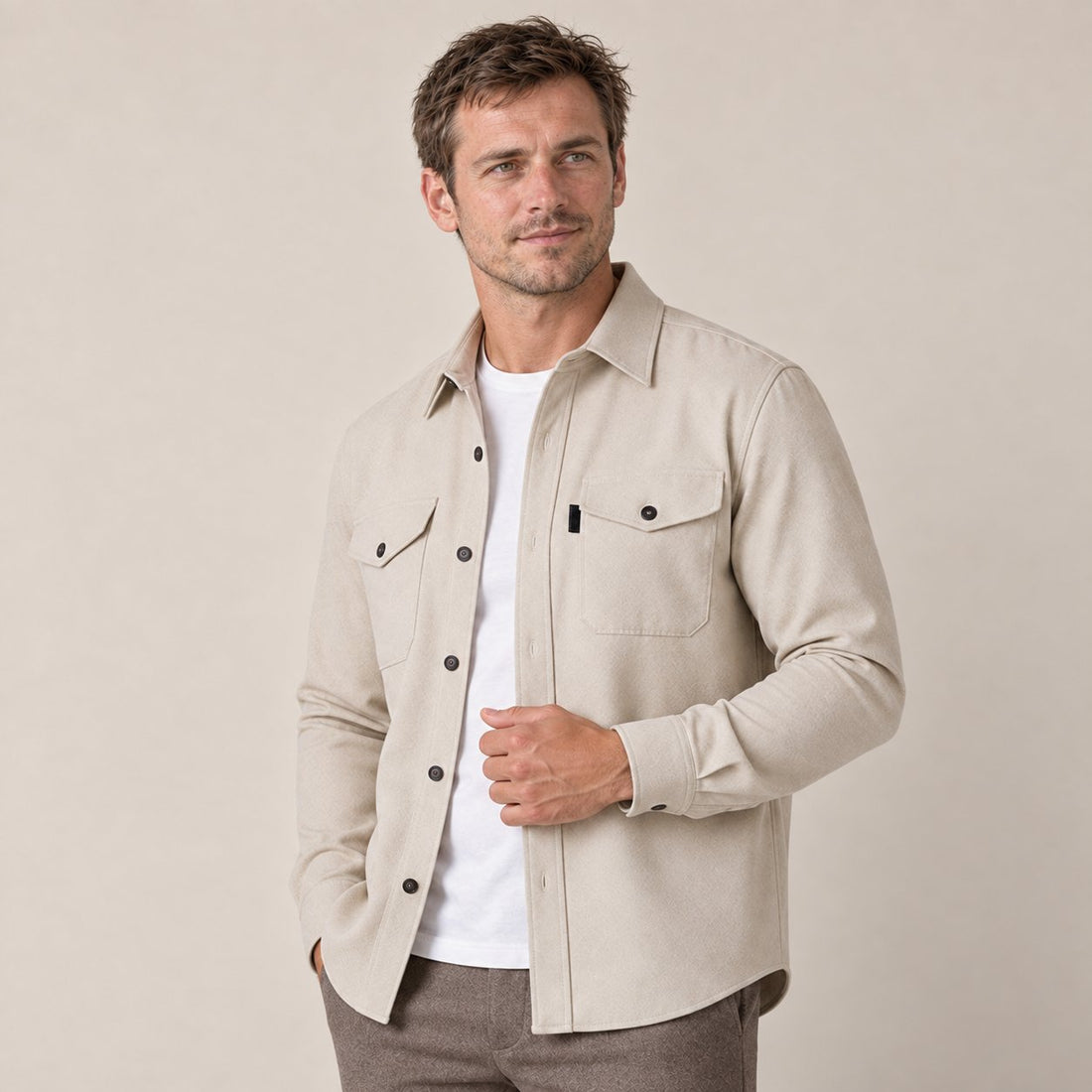 Men's Brushed Slim-Fit Overshirt