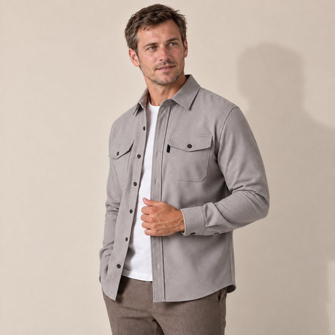 Men's Brushed Slim-Fit Overshirt