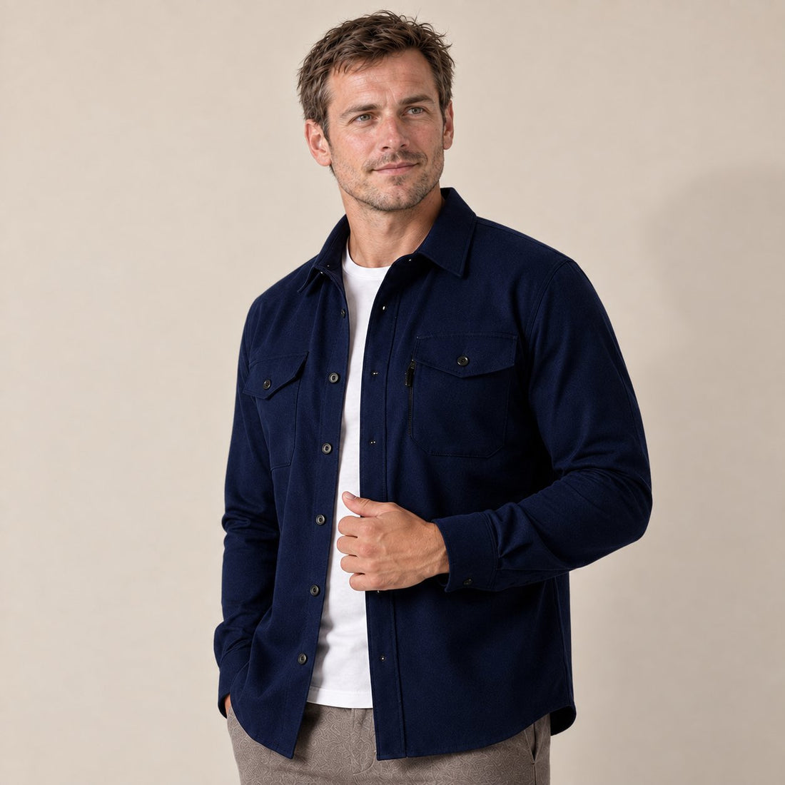 Men's Brushed Slim-Fit Overshirt