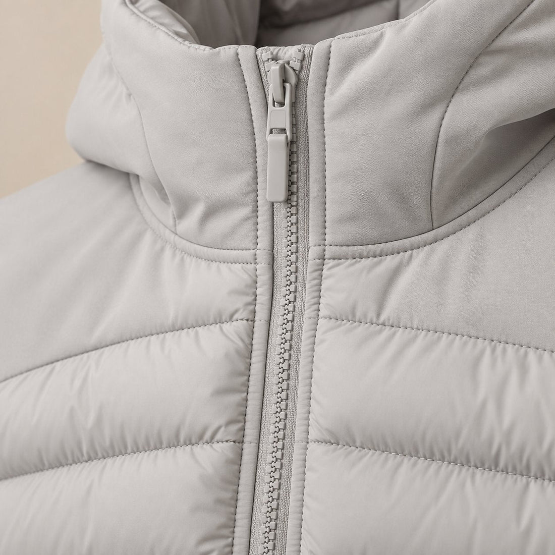 Men's Hooded Down Jacket with Quilted Panels