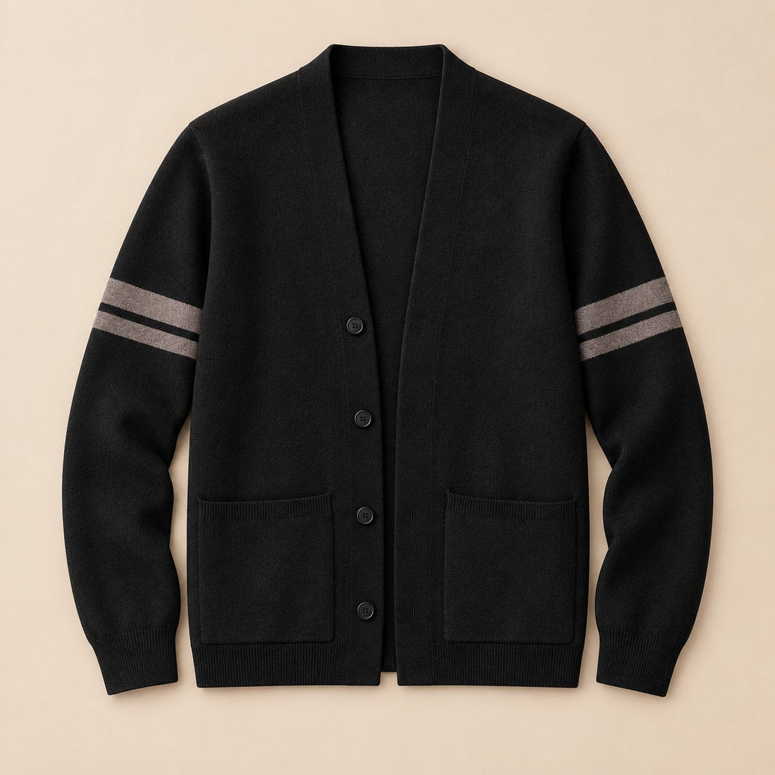 Men's Cardigan with Varsity Sleeve Stripes