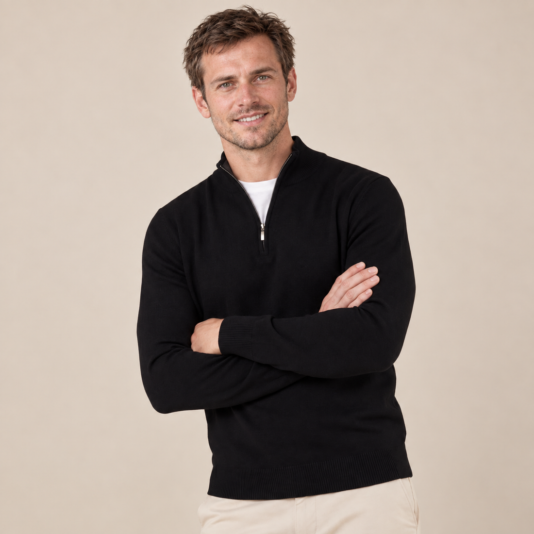 Black Half-Zip Sweater