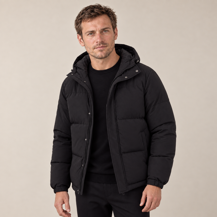 Black Hooded Puffer Jacket