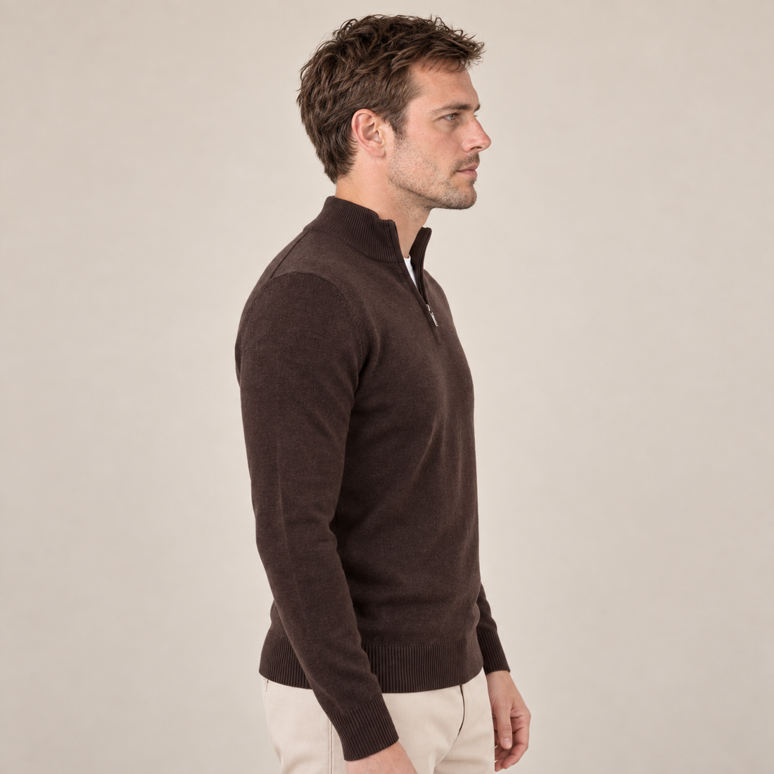 Brown Half-Zip Sweater