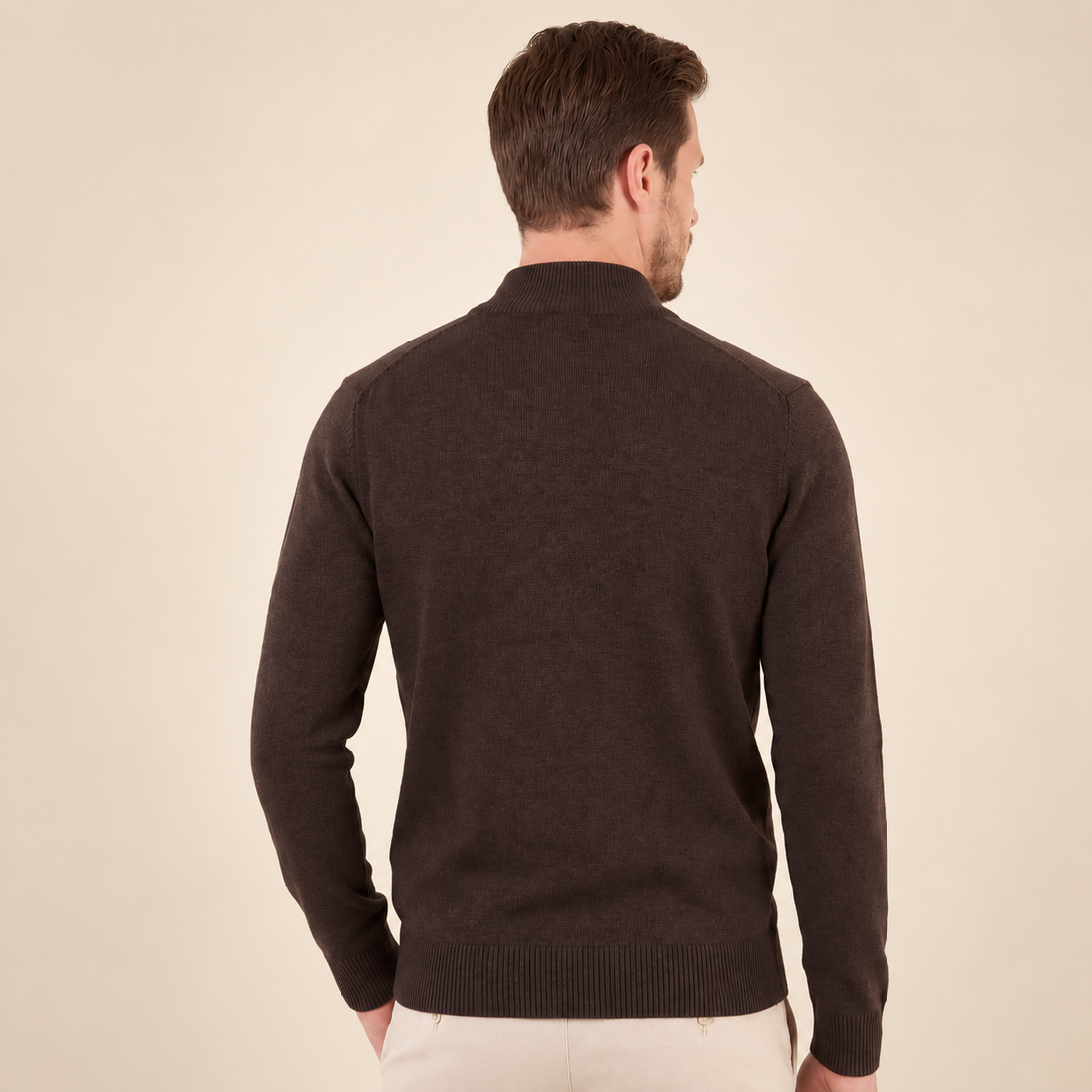 Brown Half-Zip Sweater