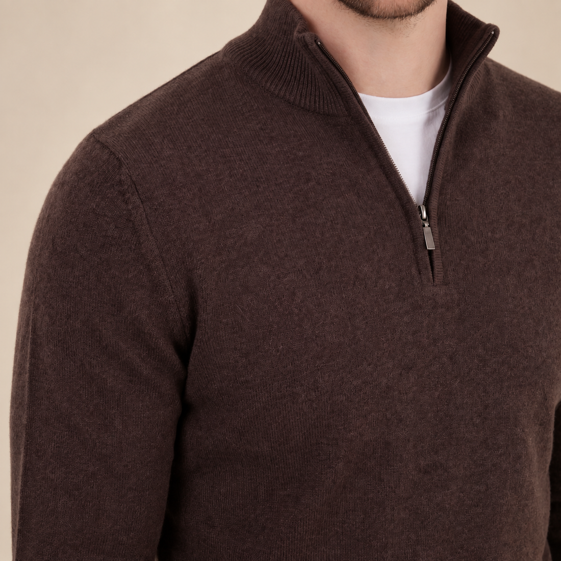 Brown Half-Zip Sweater