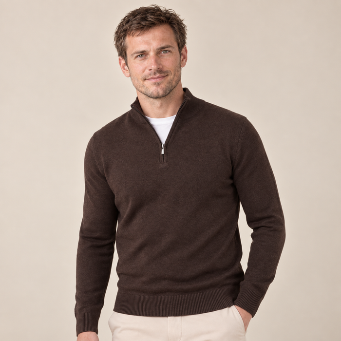 Brown Half-Zip Sweater