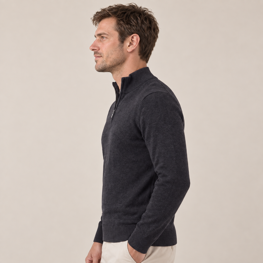 Men's Grey Half-Zip Sweater