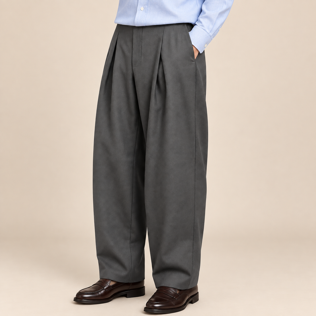 Men's Wide Leg Trousers Pleated High Waist Tailored