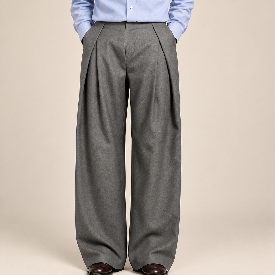 Men's Wide Leg Trousers Pleated High Waist Tailored