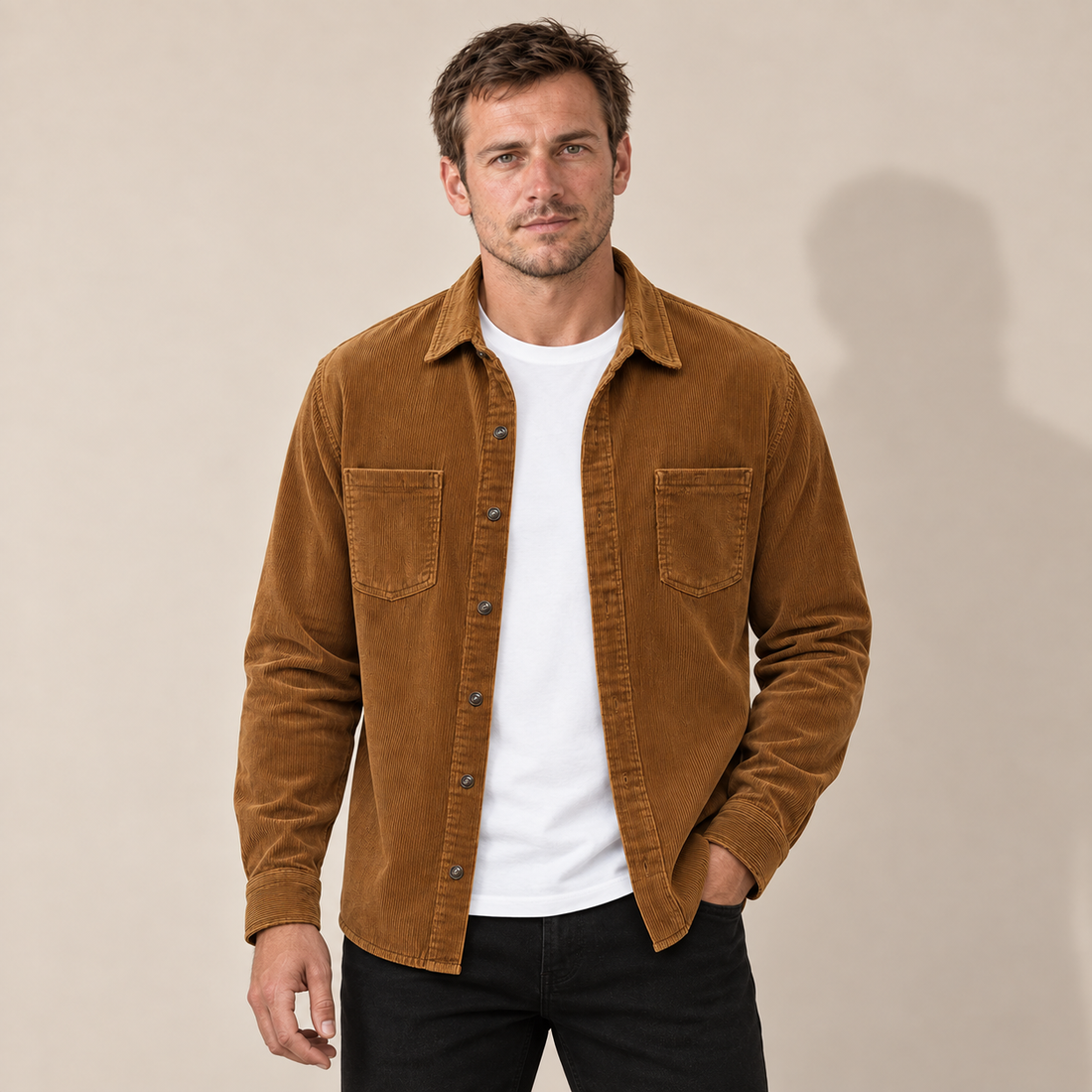 Men's Overshirt Corduroy Shacket Lapel Collar