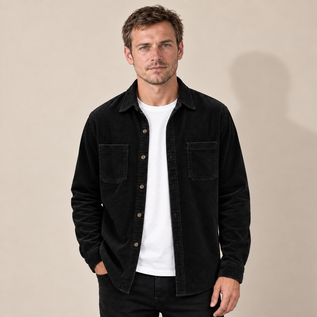 Men's Overshirt Corduroy Shacket Lapel Collar