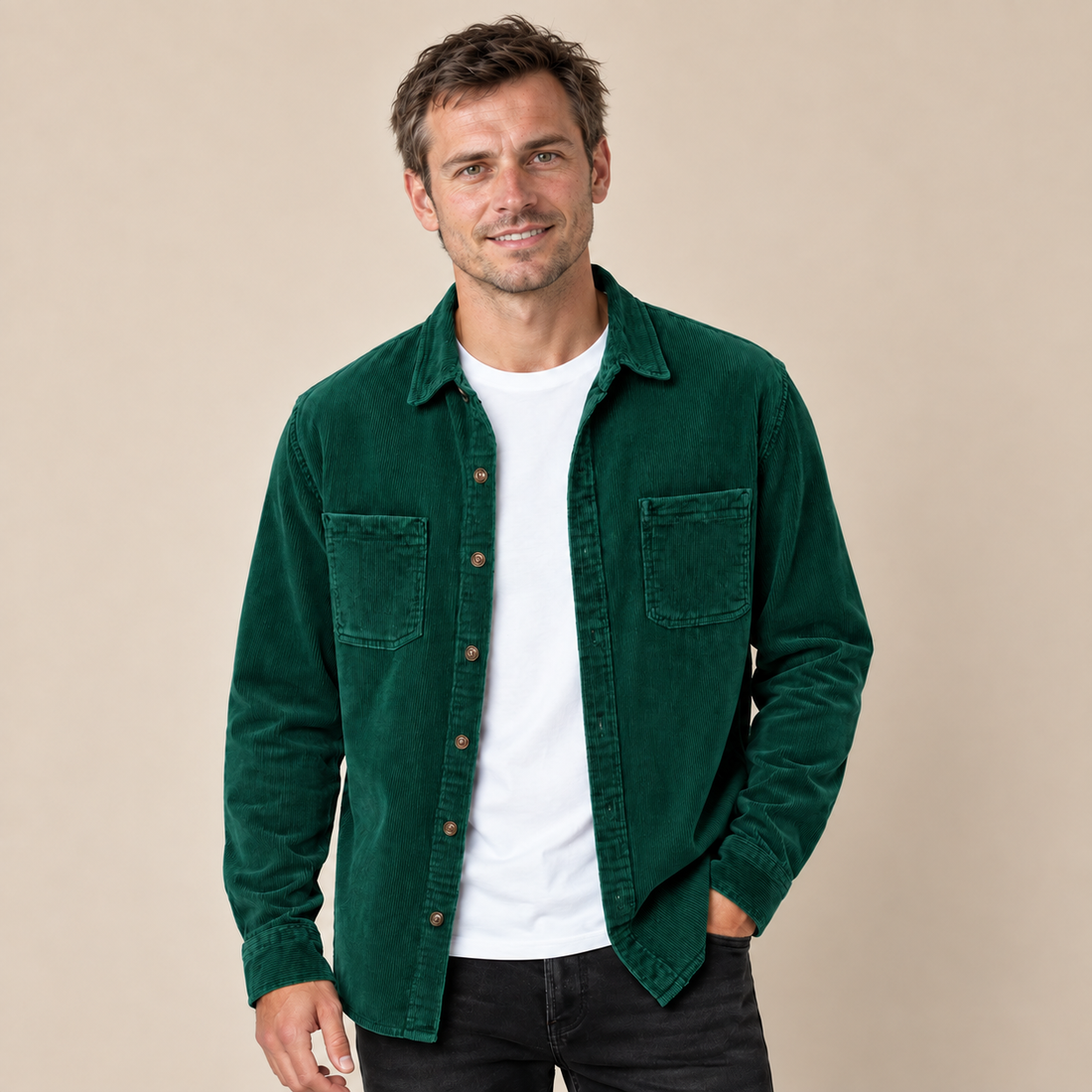 Men's Overshirt Corduroy Shacket Lapel Collar
