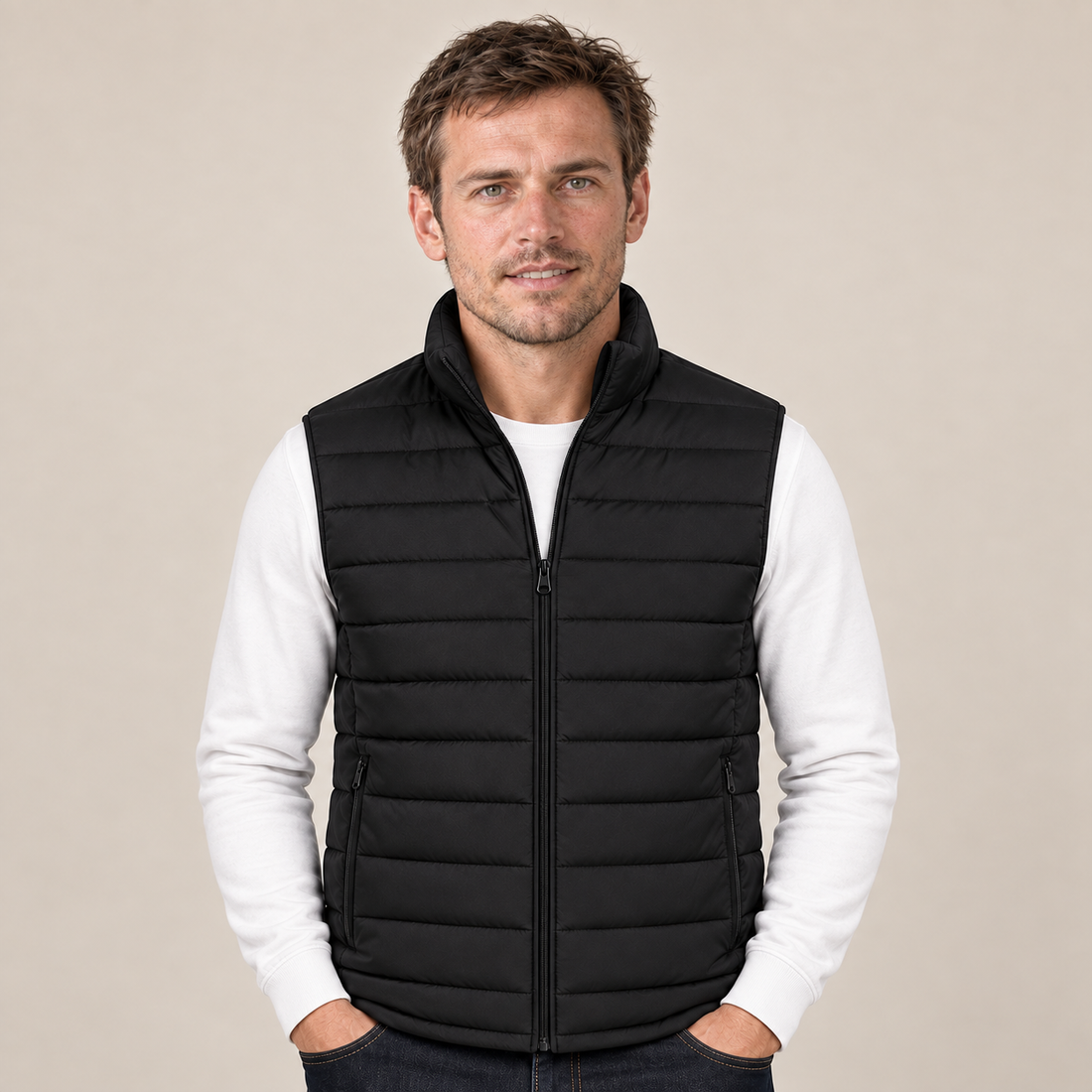 Men's Gilet Stand Collar Zip Up Lightweight