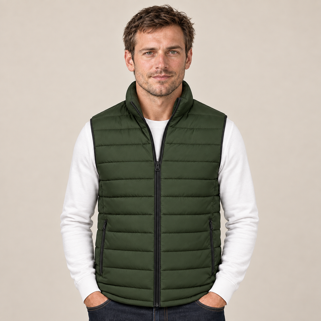 Men's Gilet Stand Collar Zip Up Lightweight
