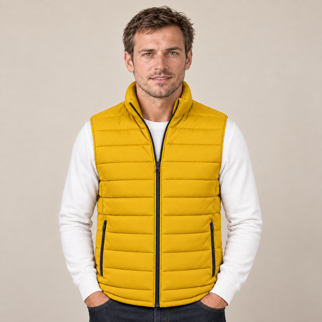 Men's Gilet Stand Collar Zip Up Lightweight