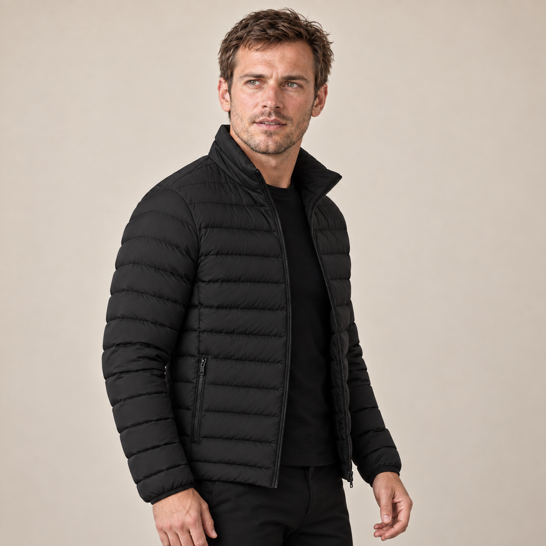 Men's Puffer Jacket Lightweight Stand Collar