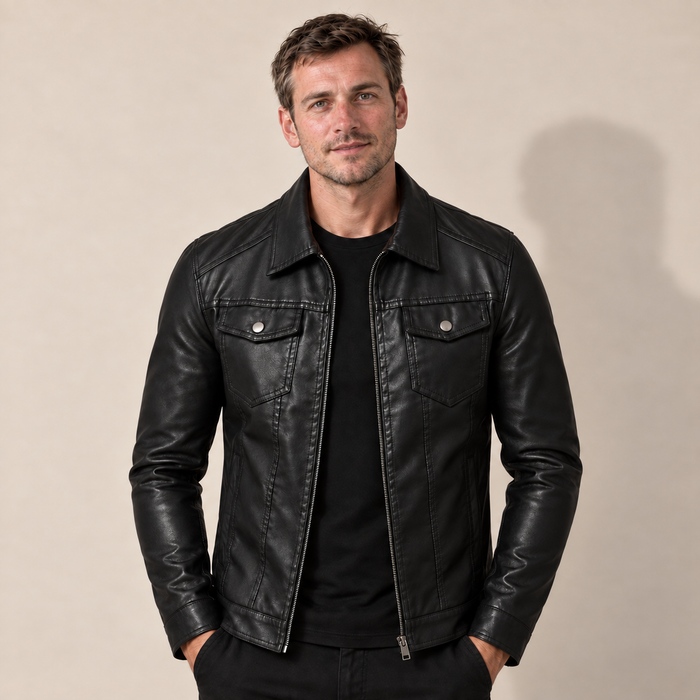 Men's Vintage Faux Leather Jacket