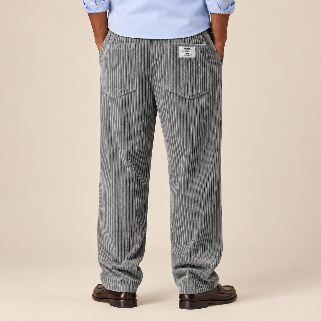 Men's Corduroy Trousers with Drawstring Waist
