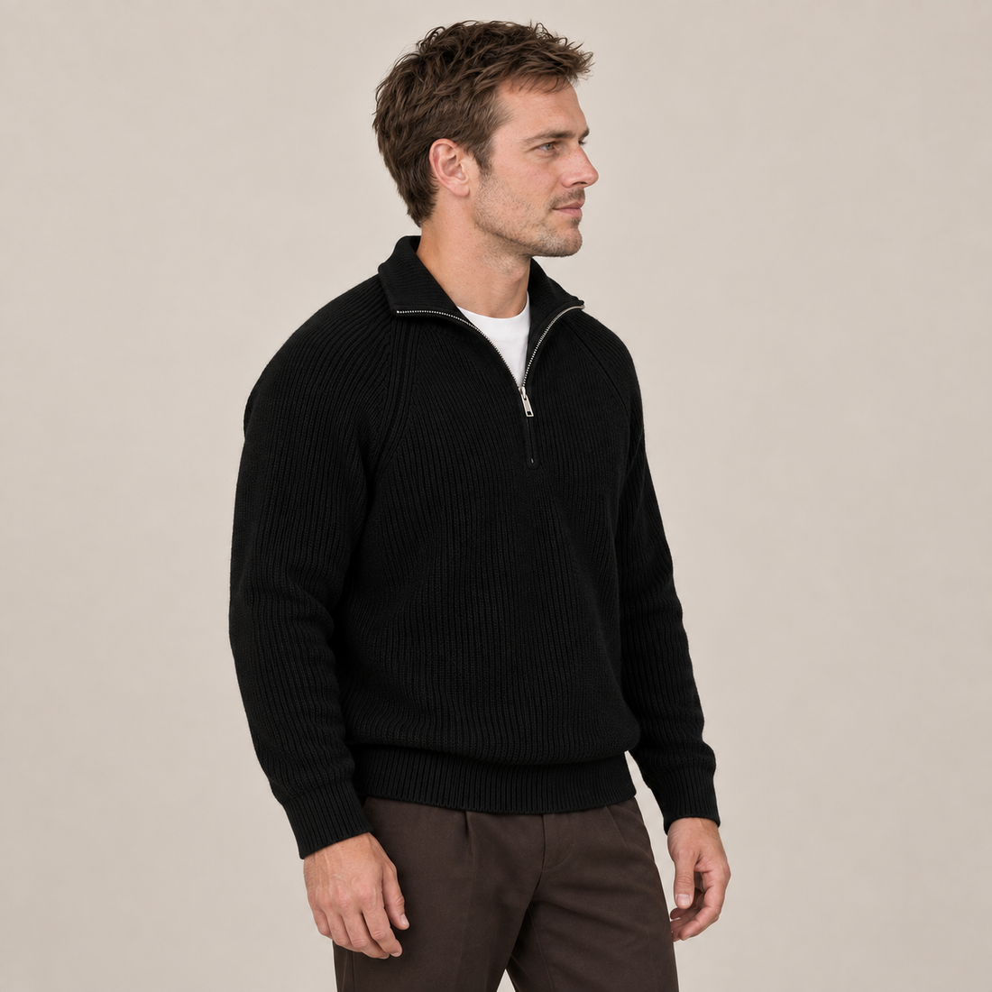 Men's Quarter-Zip Sweater Knitted