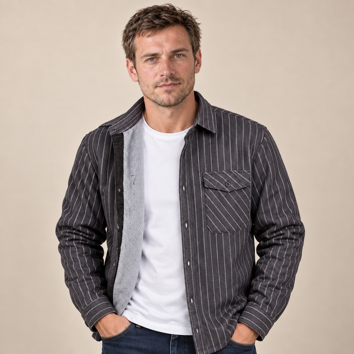 Men's Overshirt Check Fleece Lined Flannel