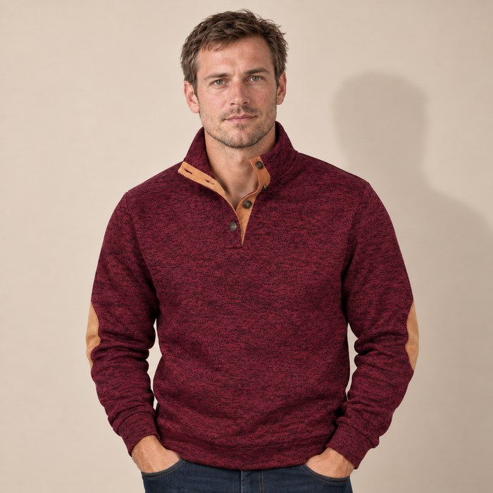 Men's Jumper Quarter Button Stand Collar