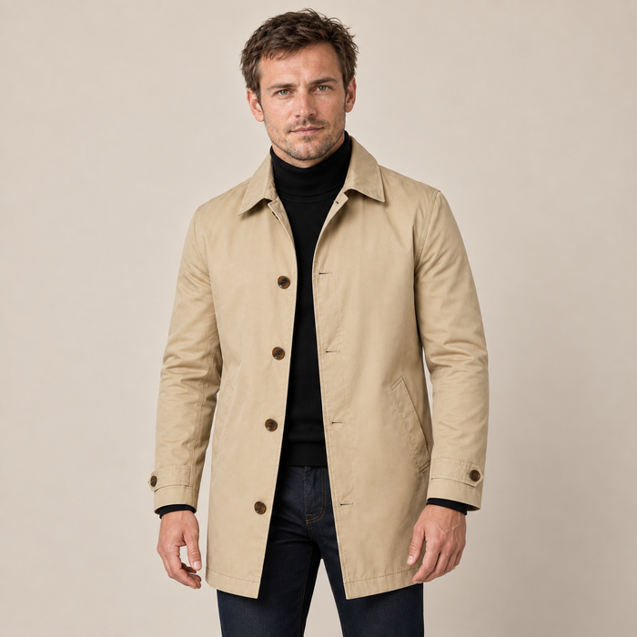 Men's Coat Tailored Longline Button Front