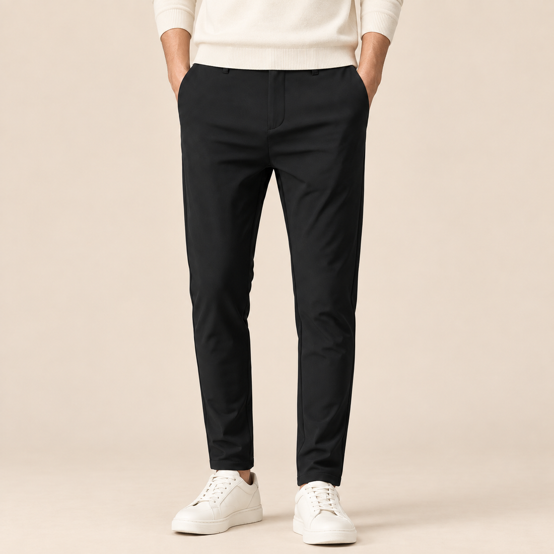 Men's Slim Fit Stretch Trousers with Straight Leg