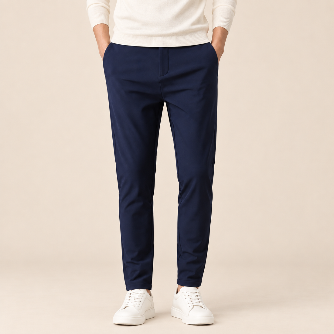 Men's Slim Fit Stretch Trousers with Straight Leg