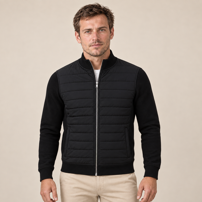 Men's Quilted Jacket Hybrid Knitted Sleeves