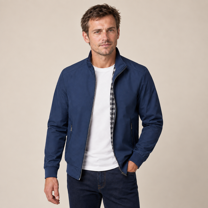 Men's Slim Fit Bomber Jacket with Stand Collar