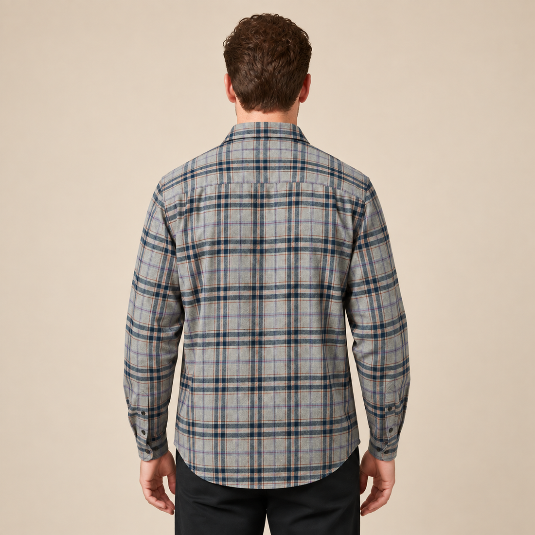 Men's Overshirt Check Flannel Button Front
