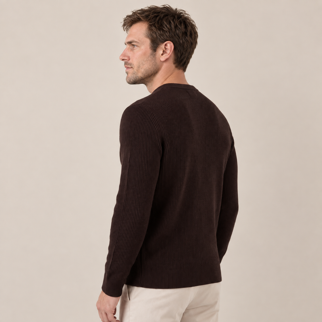 Dark Brown Ribbed Sweater