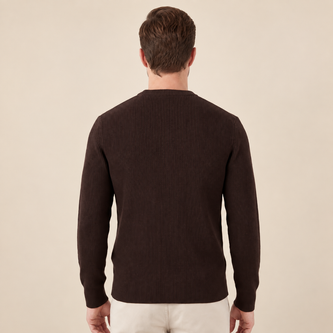 Dark Brown Ribbed Sweater