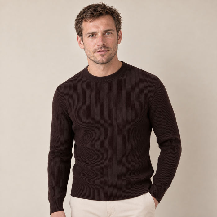 Dark Brown Ribbed Sweater