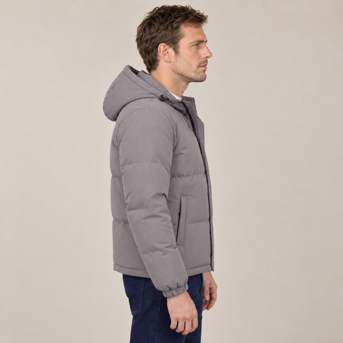 Grey Hooded Puffer Jacket