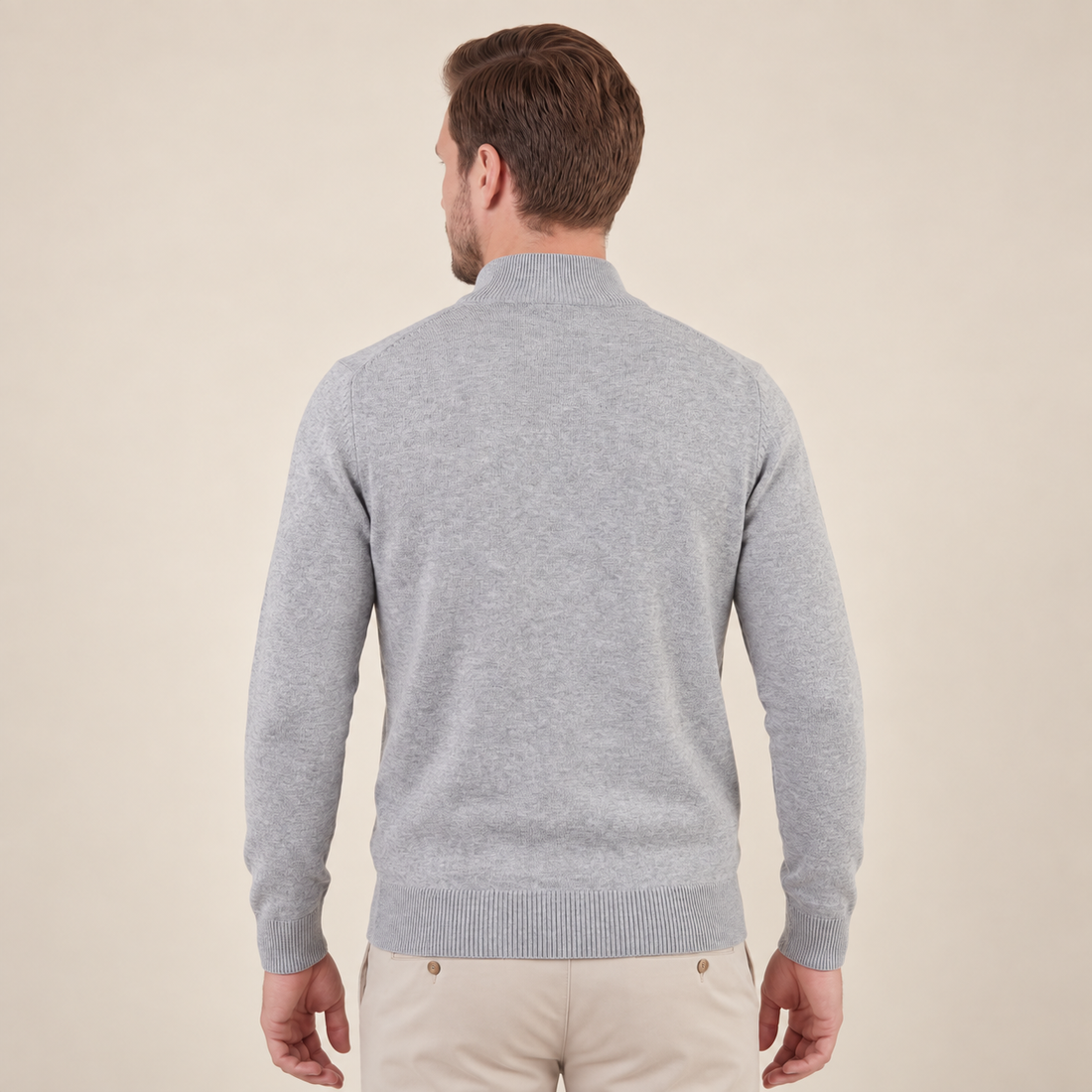 Grey Mélange Half-Zip Sweater