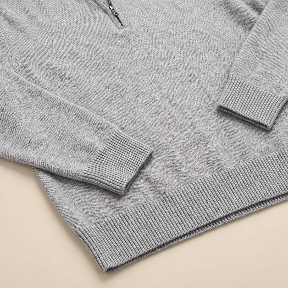 Grey Mélange Half-Zip Sweater