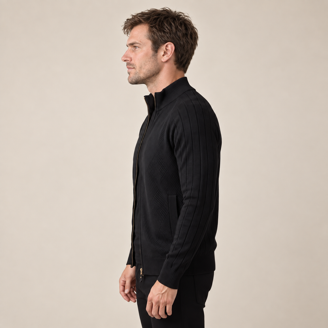 Men's Diamond Knit Full-Zip Cardigan
