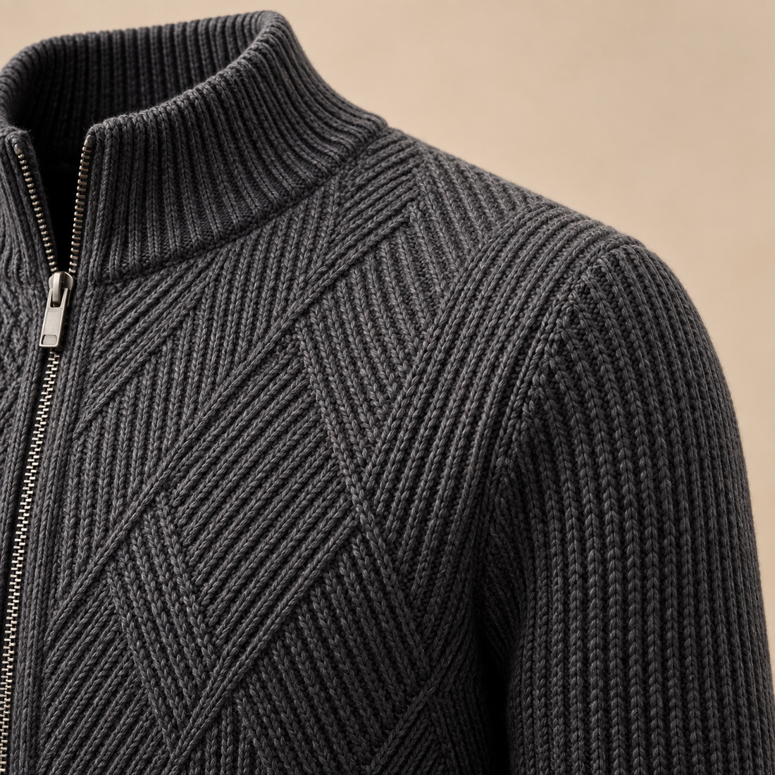 Men's Diamond Knit Full-Zip Cardigan