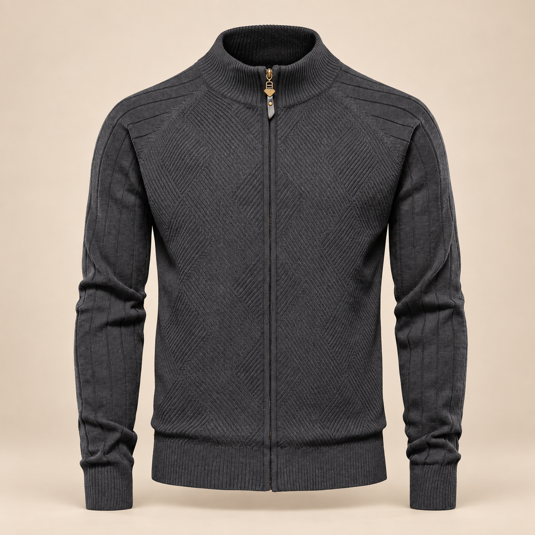 Men's Diamond Knit Full-Zip Cardigan