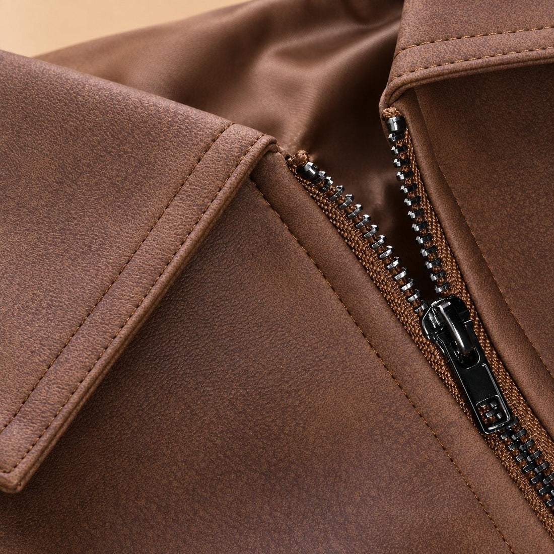 Men's Faux Leather Zip-Up Jacket