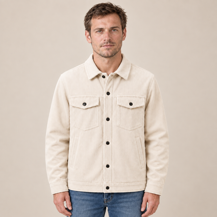 Men's Corduroy Overshirt Jacket with Snap Button Front