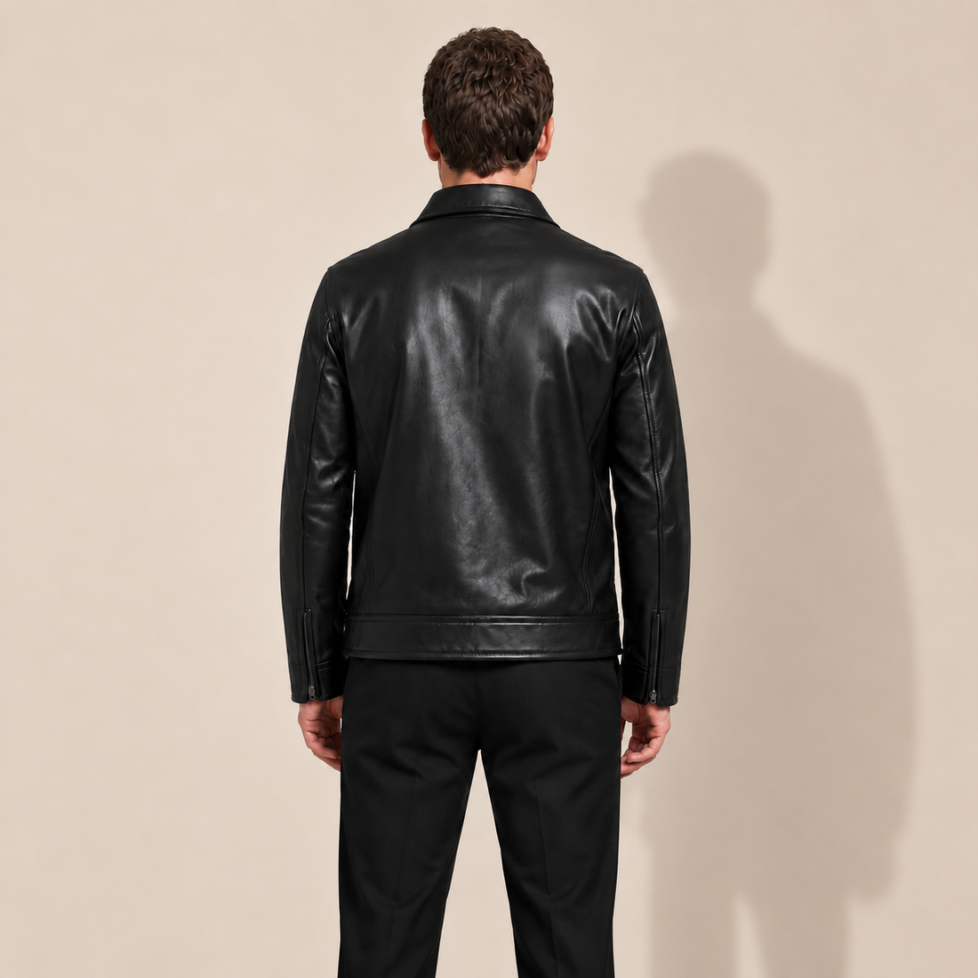 Men's Faux Leather Jacket with Zip Pockets