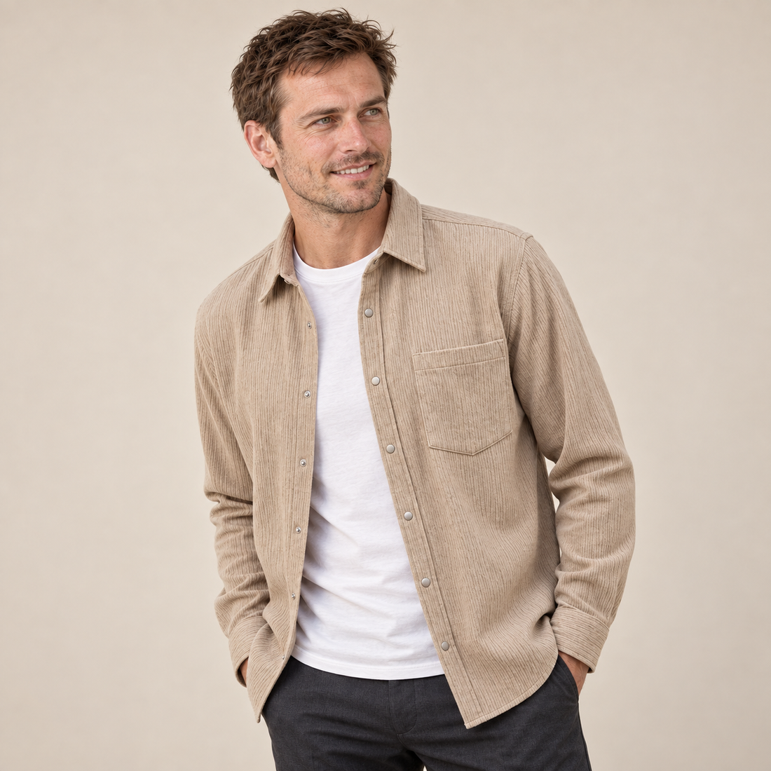 Men's Autumn Textured Long Sleeve Shirt