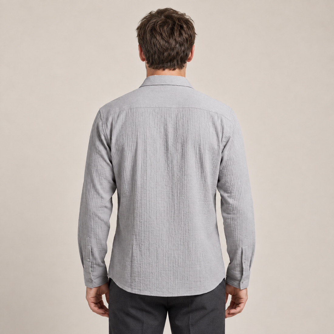Men's Autumn Textured Long Sleeve Shirt