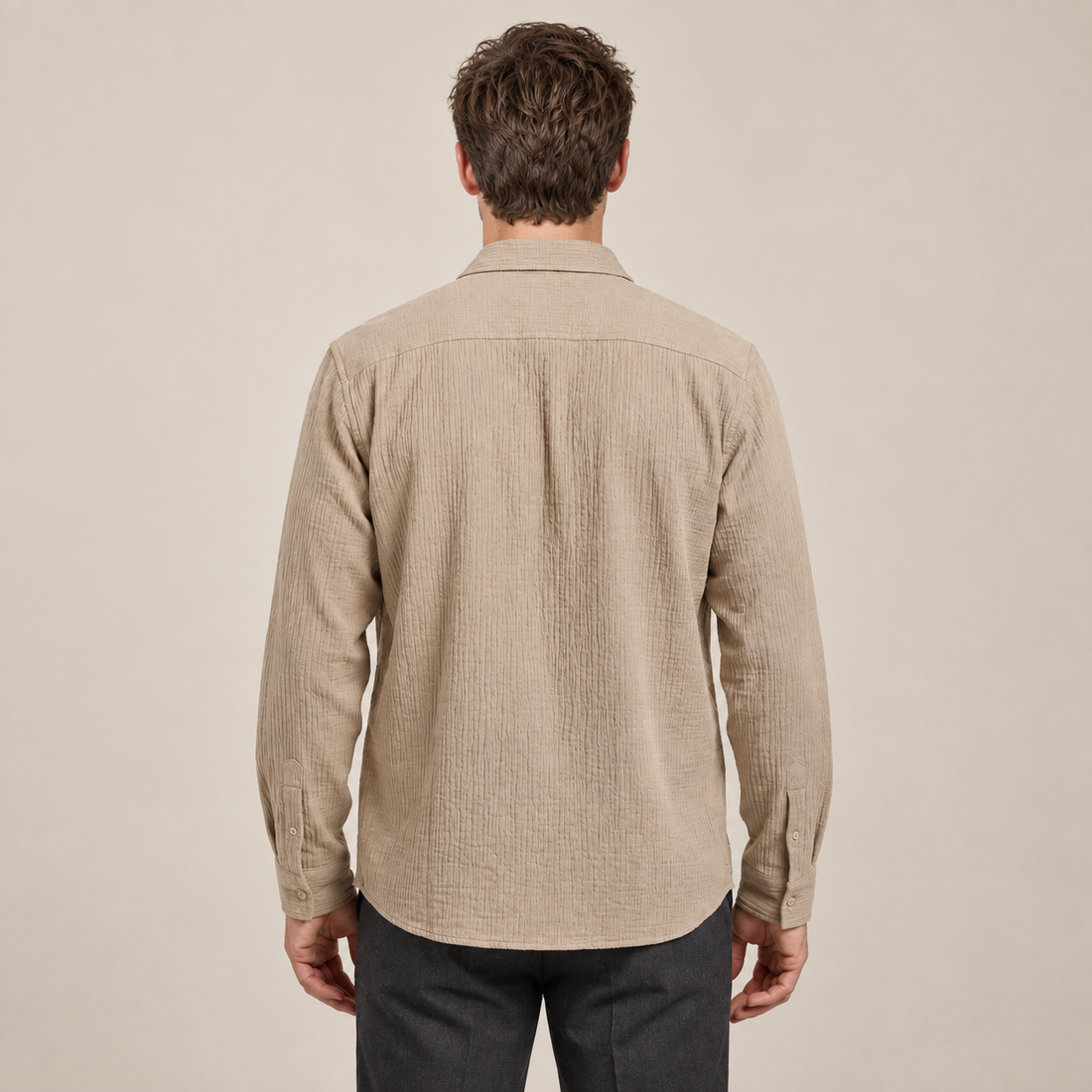 Men's Autumn Textured Long Sleeve Shirt