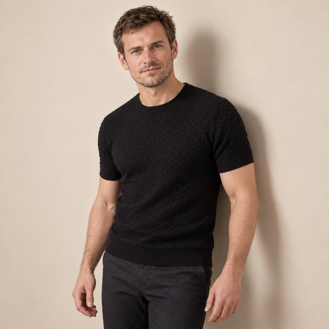 Men's Basket Weave Knit T-Shirt